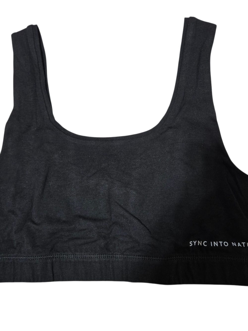 PAKA Women's Essential Scoop Neck Bralette Black Sports Bra Organic Pima Cotton